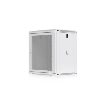 Ubiquiti UACC-RACK-12U-WALL-450-P. Bastidor 12U Compacto (450mm). Porta Perfurada para Máximo Fluxo de Ar. Ventoinhas Incluídas. Carga máx. 50kg. Para dispositivos até 325mm. - UACC-RACK-12U-WALL-450-P