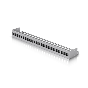 Painel patch de 24 portas em branco para bastidores de 19". Ideal para a instalação de módulos keystone, inclui uma barra de gestão de cabos para uma organização perfeita. - UACC-RACK-PANEL-PATCH-BLANK-24