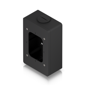 Caixa de derivação (junction box) preta da Ubiquiti para uma instalação limpa e profissional dos seus leitores UniFi Access e Intercom Viewers. - UACC-READER-JB-B