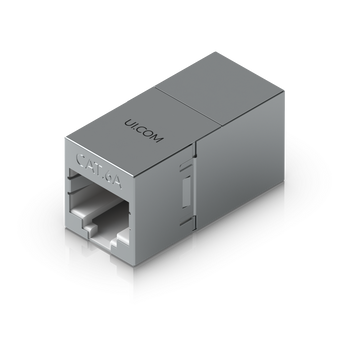 Acoplador RJ45 compacto, blindado para extensão de cabos Ethernet. - UACC-RJ45-COUPLER-C6A