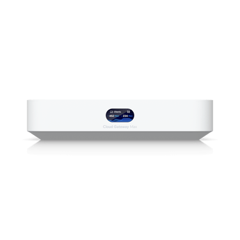 Poderoso e compacto, cloud gateway de 2.5G com suporte para mais de 30 equipamentos UniFi e mais de 300 clientes, encaminhamento IPS de 1.5 Gbps e armazenamento NVR selecionável. - UCG-MAX