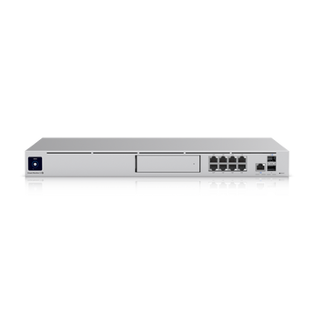 O gateway "tudo-em-um" da Ubiquiti. O UDM-SE integra Cloud Gateway 10G, switch PoE+ de 8 portas e NVR com disco de 128GB para gerir toda a sua rede UniFi - UDM-SE
