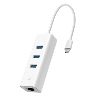 TP-Link UE330C. Adaptador 2-em-1 USB-C. Adiciona 3 portas USB-A 3.0 (5 Gbps) e 1 porta Gigabit Ethernet (1000 Mbps). Plug & Play para Windows, Mac, Linux e Chrome OS. - UE330C