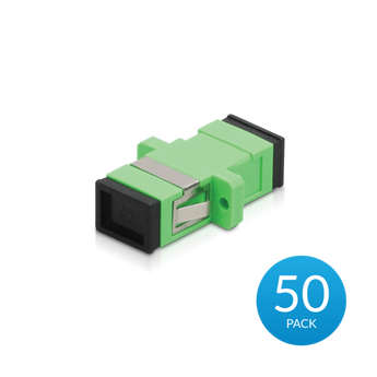 The UF-ADAPTER-APC-50 contains 50 UF-ADAPTER-APC connectors. Each UF ADAPTER-APC connects two cables with SC/APC-type connectors. - UF-ADAPTER-APC-50