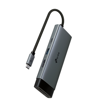 TP-Link UH7021C. Hub USB-C de 7 portas. HDMI 4K a 60Hz. Carregamento PD 100W. 3x USB 3.0 (5Gbps). Leitores SD/microSD UHS-I (200MB/s). Cabo entrançado. - UH7021C