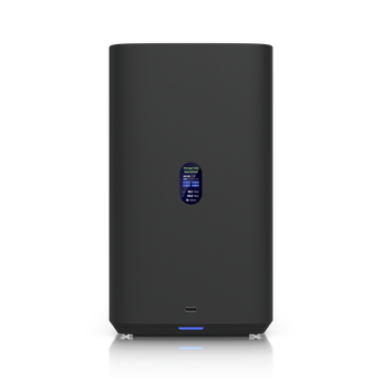 Network Attached Storage (NAS) de 4 baías da Ubiquiti. O UNAS-4-B oferece cache M.2 NVMe, porta 2.5GbE, alimentação PoE+++ e gestão UniFi Drive. - UNAS-4-B