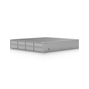 Network Attached Storage (NAS) de 2U com 8 baías da Ubiquiti. O UNAS-Pro-8 oferece PSUs hot-swap, cache M.2 NVMe e múltiplas portas de 10G. - UNAS-PRO-8