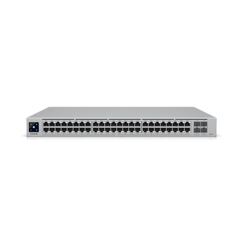 Switch Layer 3 de alta densidade da Ubiquiti com 48 portas 2.5GbE PoE+ e 4 uplinks 10G SFP+. Oferece 720W de potência total e funcionalidades de nível empresarial. - USW-ENTERPRISE-48-POE