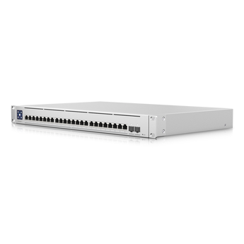 Switch Layer 3 Ubiquiti USW-EnterpriseXG-24. 24 Portas 10 Gigabit RJ45, 2 Uplinks 25G SFP28. Capacidade 580 Gbps. Redundância RPS. Ecrã tátil LCM. - USW-ENTERPRISEXG-24