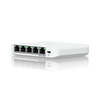 Switch compacto de 5 portas 2.5G que pode ser alimentado por PoE ou por um adaptador USB-C. - USW-FLEX-2.5G-5