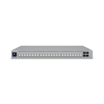 Switch Etherlighting Layer 3 de nível profissional com (2) portas 10 GbE PoE++, (22) portas 2.5 GbE PoE++ e (4) portas 10G SFP+. - USW-PRO-HD-24-POE