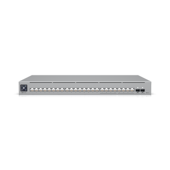 Switch de Camada 3 com 24 portas e a inovadora tecnologia Etherlighting. O USW-Pro-Max-24 oferece 8 portas 2.5GbE, 16 portas GbE e 2 uplinks 10G SFP+. - USW-PRO-MAX-24