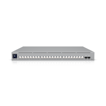 Switch profissional de alto desempenho com 24 portas e tecnologia Etherlighting, ideal para redes empresariais e infraestruturas de elevada exigência. O USW-PRO-XG-24-POE inclui 16 portas Ethernet de 10 GbE, 8 portas de 2.5 GbE e 2 interfaces SFP28