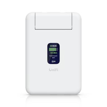 UniFi Travel Router (UTR). Router ultra-fino e portátil com WiFi 5 Dual-Band. Suporta VPN Client (WireGuard/OpenVPN), alimentação USB-C e ecrã de status. Leve a sua rede UniFi consigo. - UTR