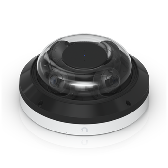 Câmara de videovigilância Ubiquiti UVC-AI-MS-4 com 32MP (4x 8MP) e motor AI. Cobertura 360°, zoom ótico 2.33x, reconhecimento facial e de matrículas. IP66/IK10.