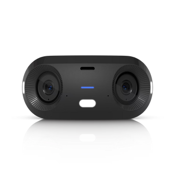 Câmara panorâmica Ubiquiti G6 com cobertura de 180°. Resolução 16MP (Dual 4K), inteligência artificial para reconhecimento facial e matrículas, PoE+ e visão noturna 20m. - UVC-G6-180-B