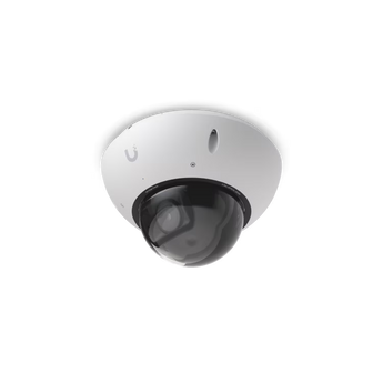 Câmara UniFi UVC-G6-Edge-Dome: 4K, IA integrada, zoom ótico 2.36x, IP66 e IK10. Funcionamento autónomo sem NVR, com reconhecimento facial e de matrículas.