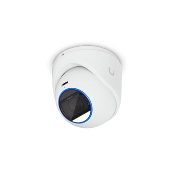 Câmara UniFi UVC-G6-Edge-Turret: 4K, IA integrada, áudio bidirecional, zoom ótico 2.36x e IP66. Funcionamento autónomo sem NVR, ideal para -30°C a 50°C.
