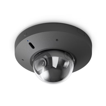 Câmara Ubiquiti UniFi G6 Mini Dome. Design ultra compacto IK08, resolução 4K (8MP), visão noturna 20m, motor IA, reconhecimento facial e leitura de matrículas.