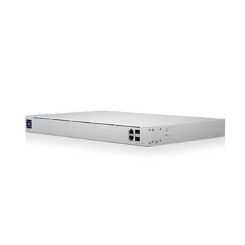 Gateway Multi-WAN de 10G da Ubiquiti para redes de grande escala. O UXG-Pro oferece routing de 3.5Gbps com IDS/IPS, 2x portas 10G SFP+ e redundância de energia. - UXG-PRO