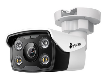 TP-Link VIGI C350 (4mm). Câmara Bullet 5MP Super-HD. Lente 4mm (Focada 90°). Análise de Atributos (Roupa/Veículo). Visão Noturna Full-Color. Defesa Ativa. Áudio Bidirecional. IP67. - VIGI C350(4MM)