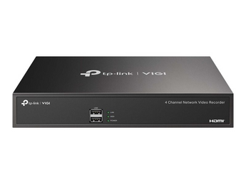 TP-Link VIGI NVR1004H. Gravador de Vídeo de Rede (NVR) para 4 Canais IP. Saída de vídeo 4K HDMI. Suporta 1 disco SATA até 10TB. Compressão H.265+. Gestão Remota App VIGI. - VIGI NVR1004H