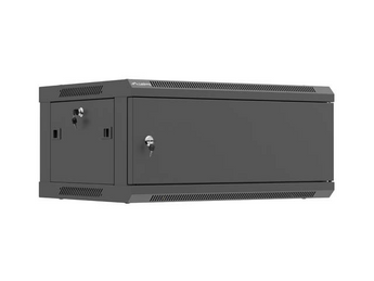 Lanberg WF01-6404-00B. Bastidor de parede 4U com porta de aço sólido. Ideal para segurança e ocultação de equipamentos. Profundidade 450mm. Cor Preto. Fornecido desmontado. - WF01-6404-00B