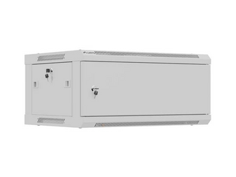 Lanberg WF01-6404-00S. Bastidor de parede 4U com porta de aço sólido. Cor Cinza (RAL 7035). Profundidade 450mm. Carga 60kg. Fornecido desmontado. - WF01-6404-00S