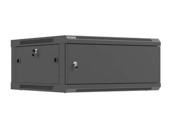 Lanberg WF01-6604-00B. Bastidor de parede 4U com porta de aço sólido. Profundidade extra de 600mm. Cor Preto. Segurança visual total. Fornecido desmontado. - WF01-6604-00B