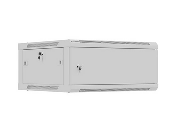 Lanberg WF01-6604-00S. Bastidor de parede 4U com porta de aço sólido. Profundidade extra de 600mm. Cor Cinza (RAL 7035). Fornecido desmontado. - WF01-6604-00S