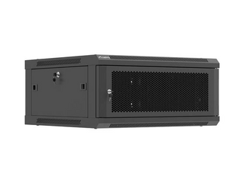 Lanberg WF01-6604-23B. Bastidor de parede 4U. Porta frontal perfurada para ventilação. Profundidade 600mm. Cor Preto. Carga 60kg. Fornecido desmontado. - WF01-6604-23B