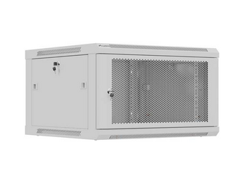 Lanberg WF01-6606-23S. Bastidor de parede 6U. Porta frontal perfurada para ventilação. Profundidade 600mm. Cor Cinza (RAL 7035). Fornecido desmontado. - WF01-6606-23S