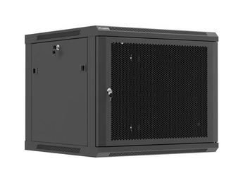 Bastidor de Parede Lanberg 9U 19" (WF01-6609-23B). Porta Frontal Perfurada (Mesh) para máxima ventilação. Profundidade 600mm. Carga 60kg. Preto. - WF01-6609-23B