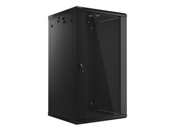 Lanberg WF01-6622-10B. Armário rack mural de grande capacidade (22U). Profundidade 600mm. Carga 60kg. Sistema Flat Pack (Auto-montagem). Ideal para redes grandes. - WF01-6622-10B