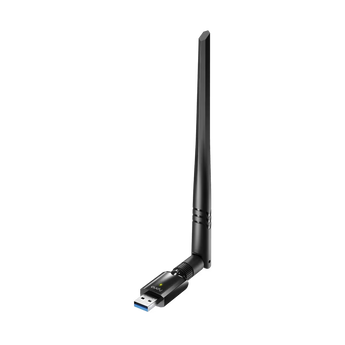 Cudy WU1400: adaptador USB-A 3.0 Wi-Fi 5 com antena amovível, 867 Mbps em 5 GHz e 400 Mbps em 2,4 GHz. Drivers automáticos em Windows 10/11.