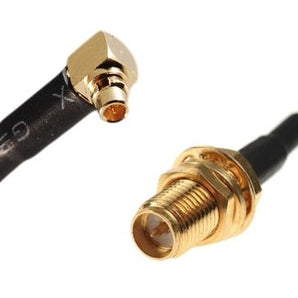Pigtail de 25cm com fichas MMCX e RP-SMA Fêmea em chassi de apertar. - 0.25MMCXRSF-O