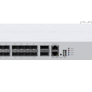 O switch mais rápido da MikroTik para data centers. O CRS326 oferece 24 portas 10G SFP+, 2 portas 40G QSFP+, dual-boot (RouterOS/SwOS) e fontes redundantes. - CRS326-24S+2Q+RM