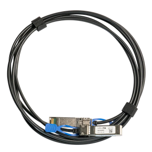 Cabo Direct Attach (DAC) de 1m da MikroTik. Suporta 1G, 10G e 25G, ideal para ligações de baixa latência dentro de racks com equipamentos SFP/SFP+/SFP28. - XS+DA0001