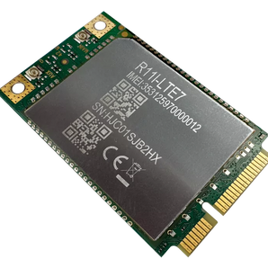 Modem LTE Cat7 miniPCIe MikroTik (R11e-LTE7). Velocidade 300/100 Mbps. Suporte Bandas 28 e 32. Carrier Aggregation. Conectores u.FL. Para RouterBOARDs. - R11E-LTE7