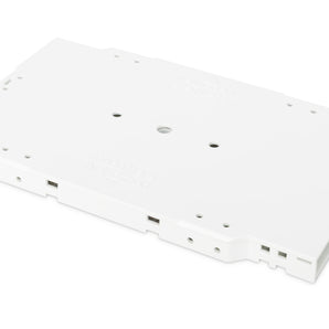 Cassete de emenda compacta Digitus (DN-96106) para até 12 fibras óticas. Inclui tampa e suportes para proteções de cravar e termo-retráteis. Compatível com painéis de 19".