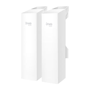 Kit TP-Link EAP100-Bridge pré-configurado para interligações até 500m. Instalação Plug-and-Play, 3 portas Ethernet, IP65 e gestão pela App Omada.