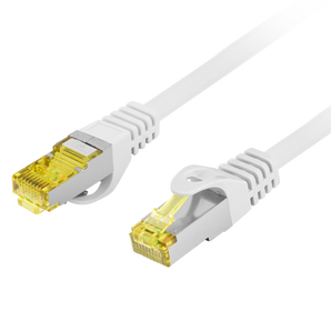 Patch cord Lanberg Cat.6A S/FTP de 1 metro (Cinzento). Construção 100% Cobre (CU), 500 MHz, revestimento LSZH seguro e proteção contra interferências.