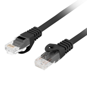 Patchcord Lanberg Cat. 6 U/UTP (20 metros). Fio 100% Cobre (CU), revestimento LSZH e cor preta. Altamente flexível, ideal para redes Gigabit de longa distância.