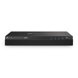 O NVR TP-Link VIGI NVR2008H-8MP de 8 canais oferece resolução 4K, IA integrada (classificação de humanos/veículos), 8 portas PoE+ e 2 baías SATA até 16TB.