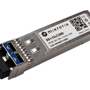 Módulo combinado SFP/SFP+/SFP28 MikroTik XS+31LC20D para ligações de fibra Single Mode até 20 km. O dobro do alcance pelo mesmo preço.