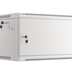 Armário bastidor rack 19" 6U da Lanberg (WF01-6406-00S) para montagem na parede. Entrega em Flat Pack, porta em metal robusta e suporta até 60kg de carga.