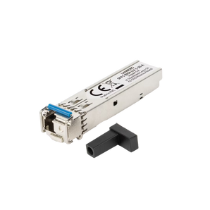Módulo SFP BIDI Lanberg SFP1-BIDI-LU-1-20-A: 1.25 Gb/s, conector LC/UPC compacto, alcance de 20 km numa única fibra monomodo. Ideal para bastidores de alta densidade.