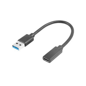 Lanberg AD-OTG-CA-01. Cabo adaptador OTG USB-C para USB-A. Velocidade SuperSpeed 5 Gbps (USB 3.1). Cabo de 15cm para proteção da porta. Cor Preto. - AD-UC-UA-03