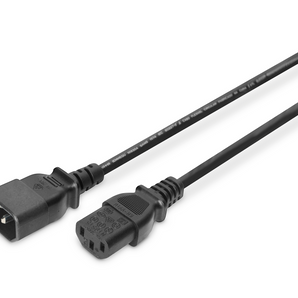 Cabo de extensão de alimentação de 1.2m da Digitus. Conectores IEC C14 (macho) para IEC C13 (fêmea), ideal para ligar equipamentos a PDUs ou UPS. - AK-440201-012-S