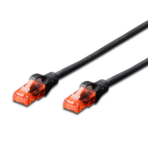 Digitus DK-1617-0025/BL. Cabo Patch CAT 6 U-UTP de 0.25m. Condutor em Cobre (Cu). Revestimento LSZH (Halogen Free). Suporta PoE+. Conectores com identificação vermelha. - DK-1617-0025/BL